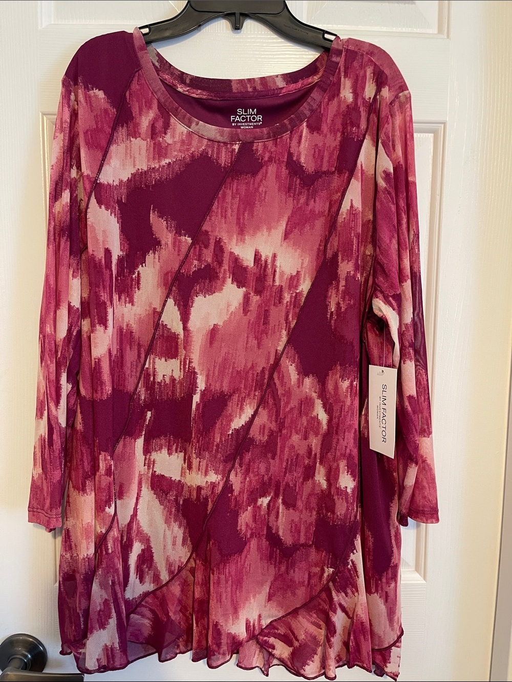 Women's Pink Magenta Printed Long Sleeve Tunic